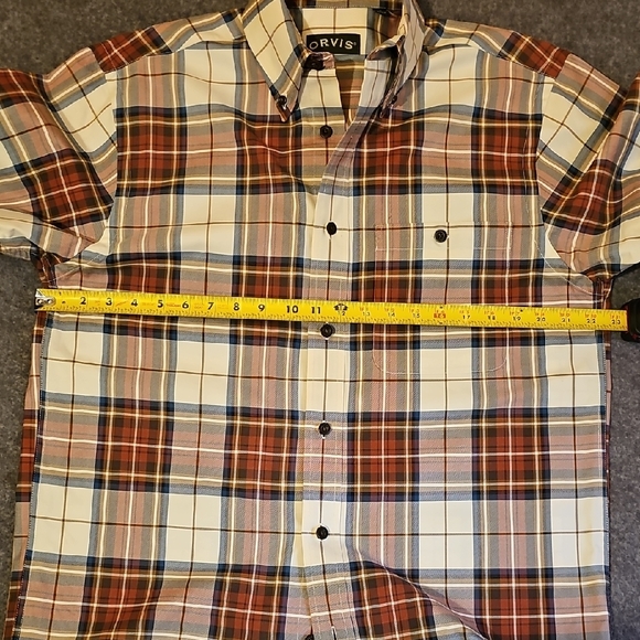 Orvis Men's Maroon and Navy Plaid Button Down Shirt - Picture 6 of 9